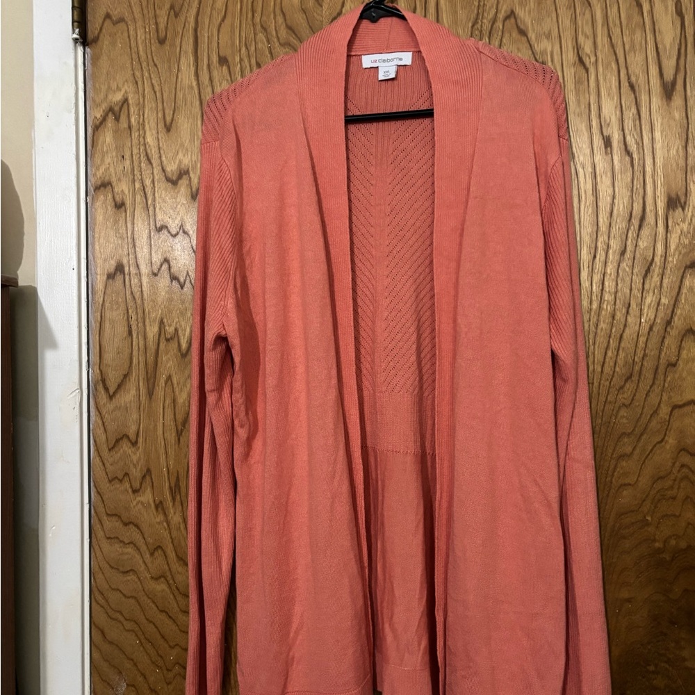 Liz Claiborne Women's Peach Open Front Cardigan